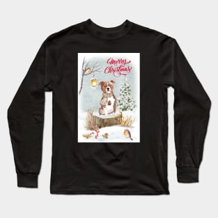 Staffordshire Bull Terrier Merry Christmas Santa Dog Long Sleeve T-Shirt